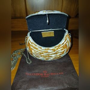 Salvador Bachiller Madrid. Gold and Cream Glass Mini Purse.
